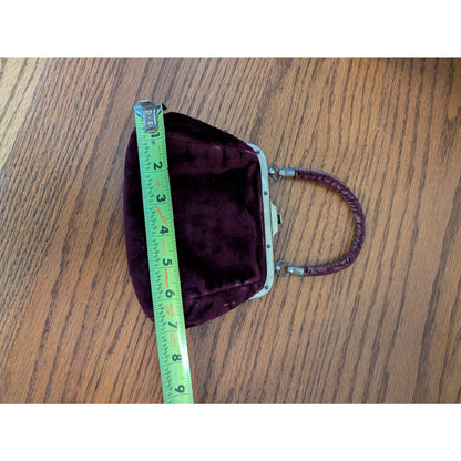 Antiqe Deep Purple Velvet Kiss-Lock Evening Bag Purse Top handle