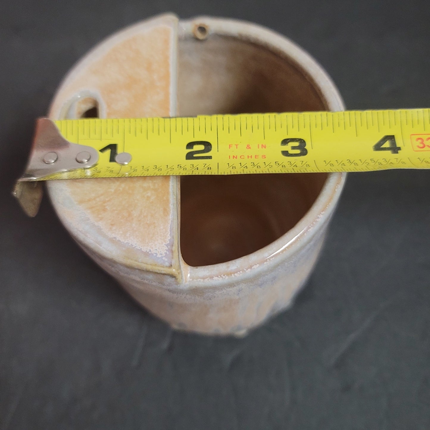 4Sure Ceramics Glazed Pottery Go Cup Half Lid Straw Hole Mid-Century Modern