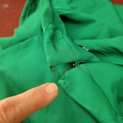 ONE ONE SIX High Cowl Neck Jumpsuit In Emerald Size Medium Pockets Leg Splits