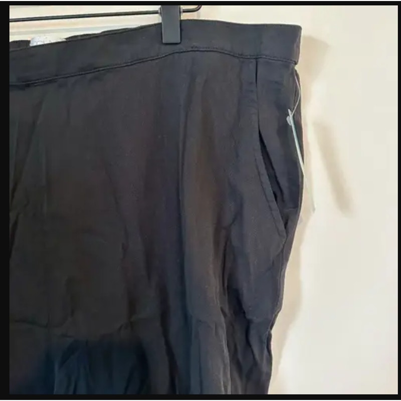 Abound New Black Pull-On Pants lightweight Career medium pockets elastic waist