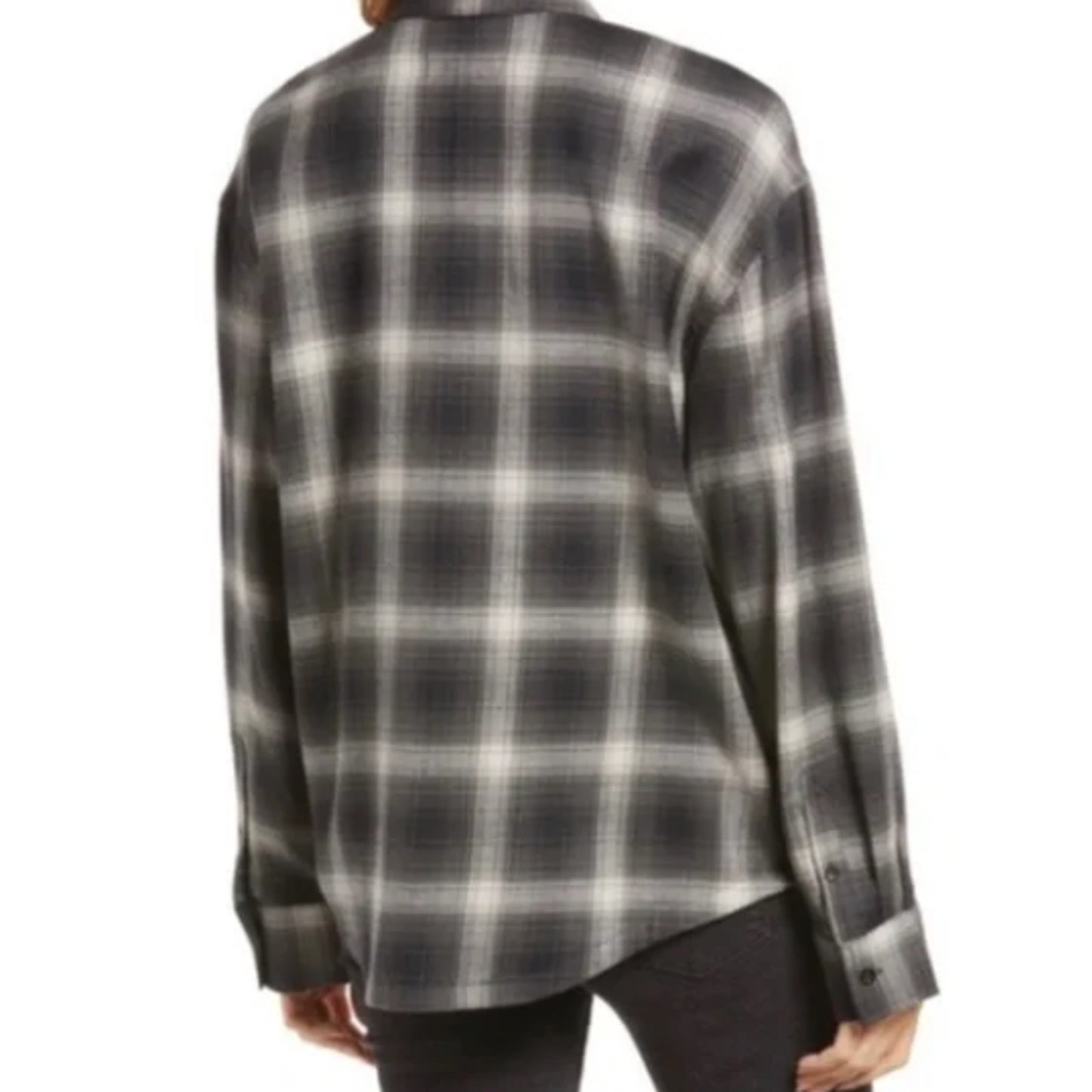 Caslon Womens Cozy Print Long Sleeve Top in Light Grey Camo Print Large MSRP $49
