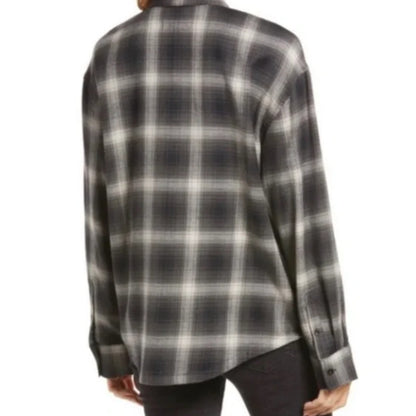Caslon Womens Cozy Print Long Sleeve Top in Light Grey Camo Print Large MSRP $49