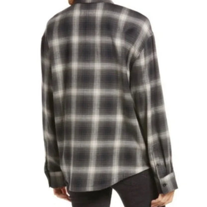 Caslon Womens Cozy Print Long Sleeve Top in Light Grey Camo Print Large MSRP $49