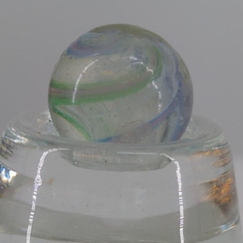 Antique German Peewee Latticinio Core Swirl Glass Marble 7/16" Toy Gem #BOXA4