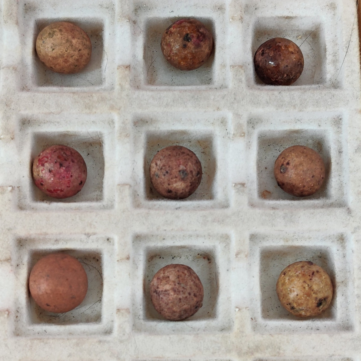 Antique German Handmade Clay Marbles Bulk Job Lot of 36 Player Size 9/16" #H1