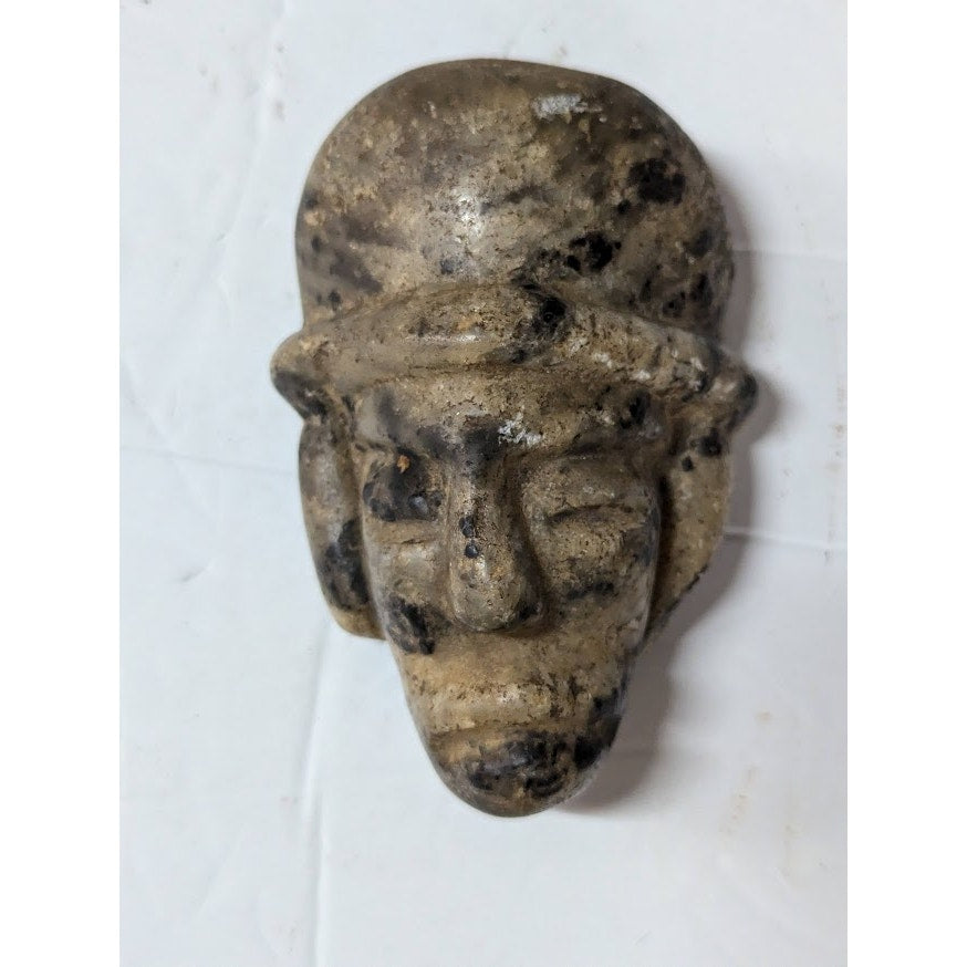 handmade Hand carved marble Mayan Incan antique stone face Mexcala Stone Mask