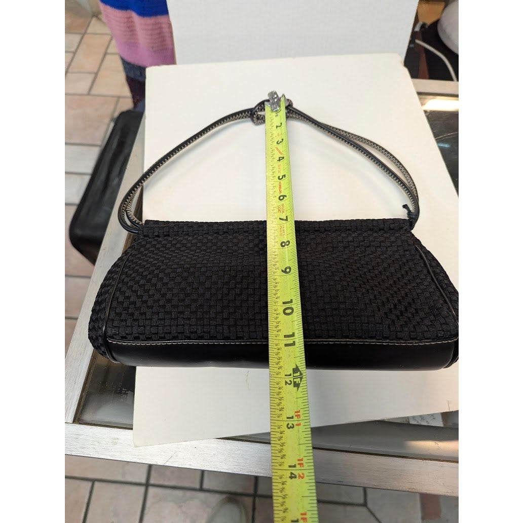 Vintage The Sak Black Woven Shoulder Bag Retro Y2K Minimalist Knit Purse Handbag
