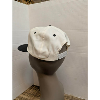Vintage PBSJ White Gray Snapback Baseball Cap Hat Retro Y2K