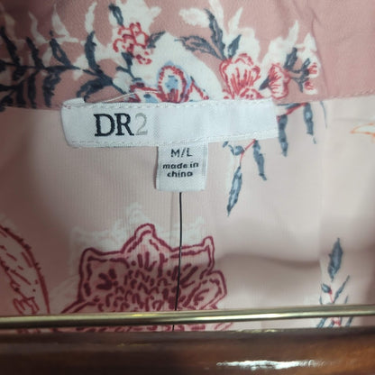 DR2 Rainn PINK Floral Kimono Medium / Large NEW Open Front Knee Length