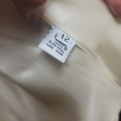 Vintage Cream Pure Wool Swing Coat Classic Minimalist Elegant Winter Overcoat 12