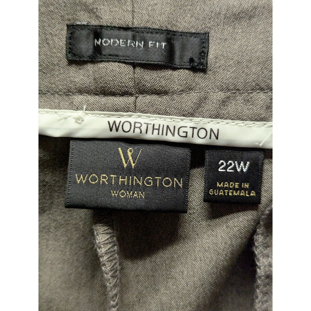 Worthington Taupe Heather Gray Modern Fit Trouser Pants Size 22W NEW