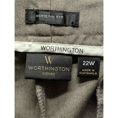 Worthington Taupe Heather Gray Modern Fit Trouser Pants Size 22W NEW