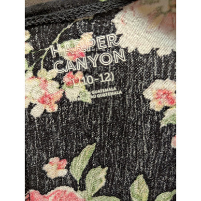 Harper Canyon Size Large cover up kimono YOUTH floral black flowers short sleeve