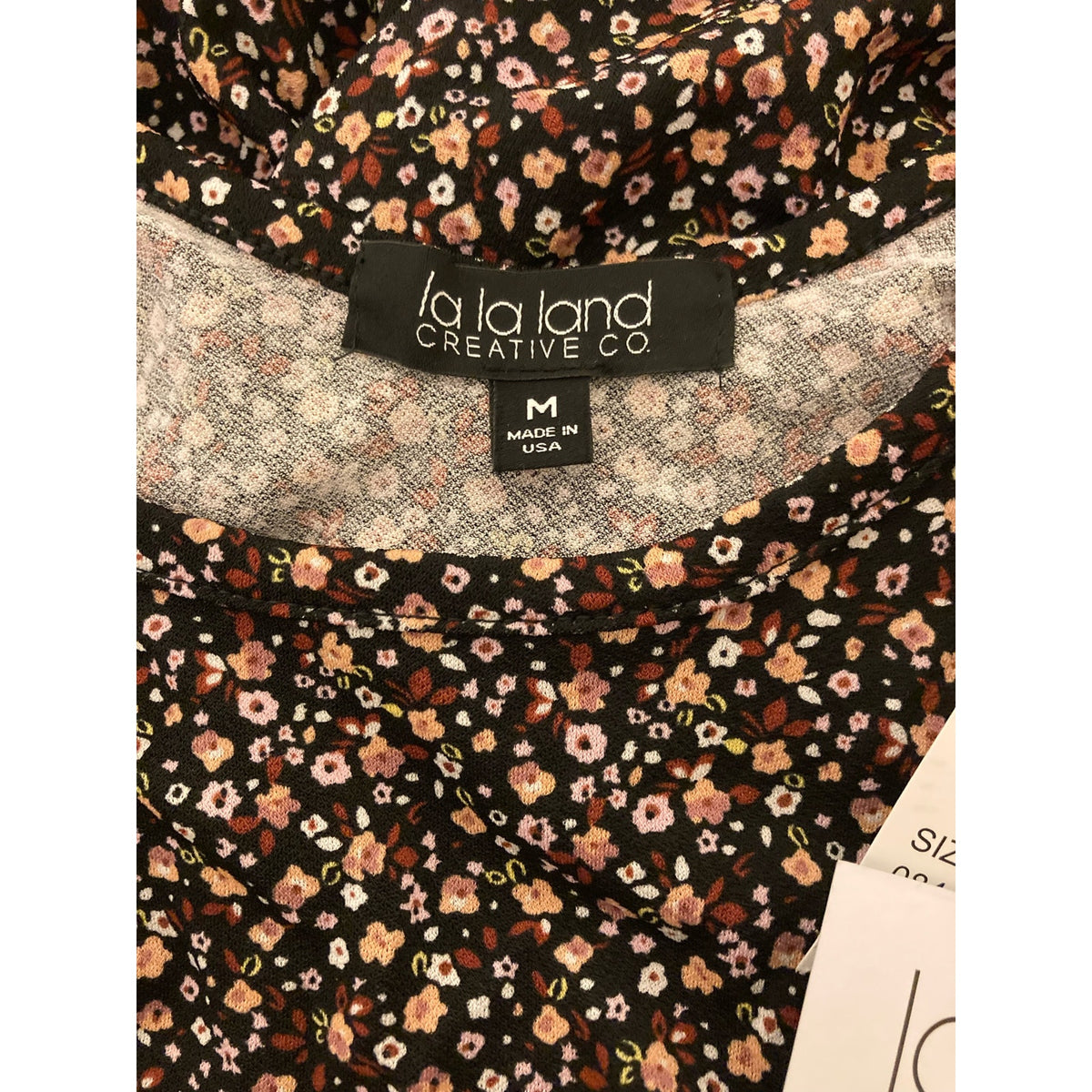 La La Land Mini Dress Medium Black Mauve Floral Print NWT Off Shoulder Empire