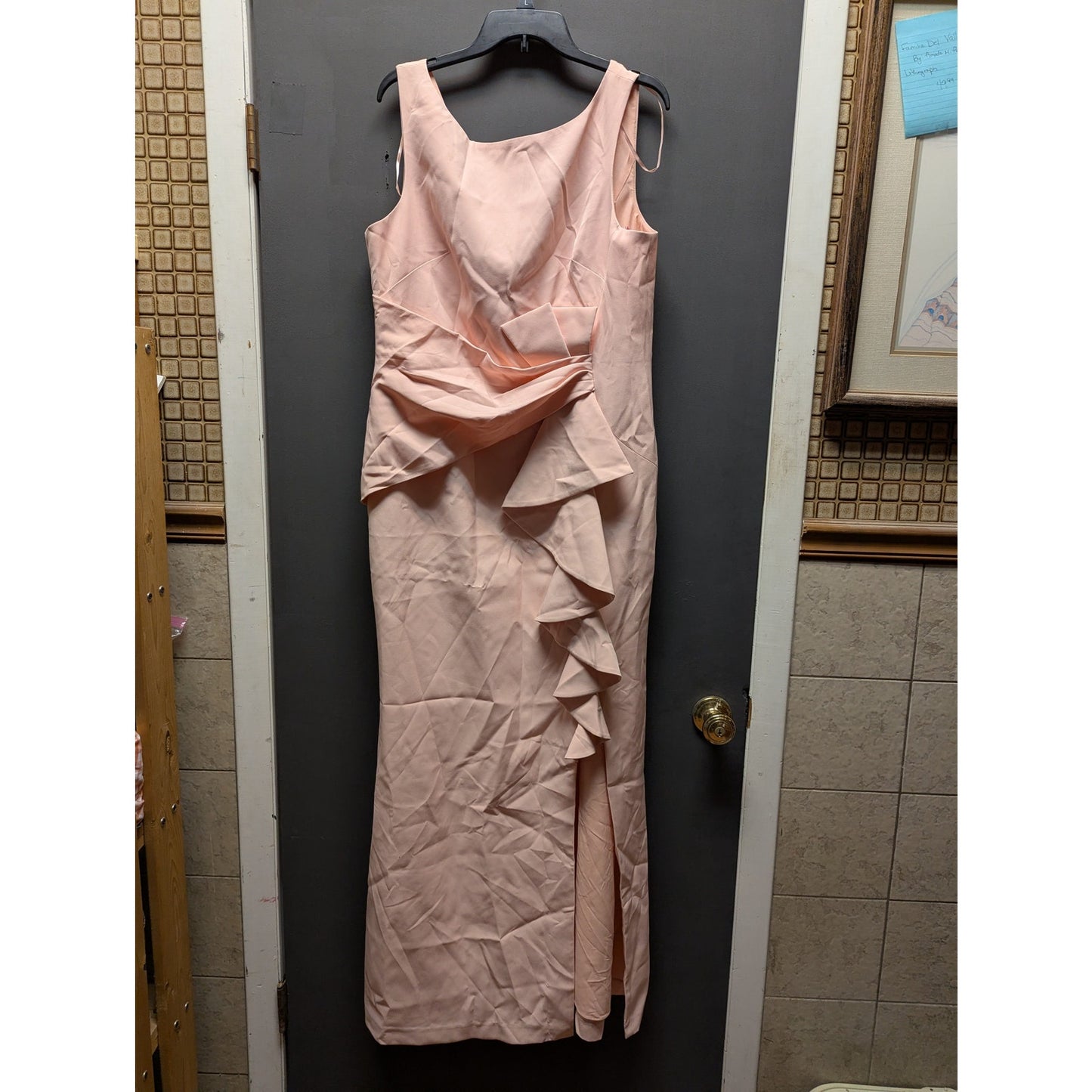 Eliza J Blush Pink Draped Faux Wrap Formal Maxi Gown Plus Size 18 Evening NWT
