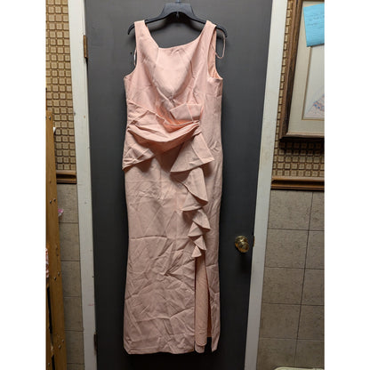 Eliza J Blush Pink Draped Faux Wrap Formal Maxi Gown Plus Size 18 Evening NWT
