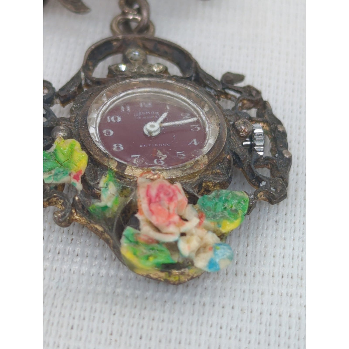 Negmar 17 Rubis Antichoc Brooch Lapel Pin Watch Timepiece Untested Swiss Made