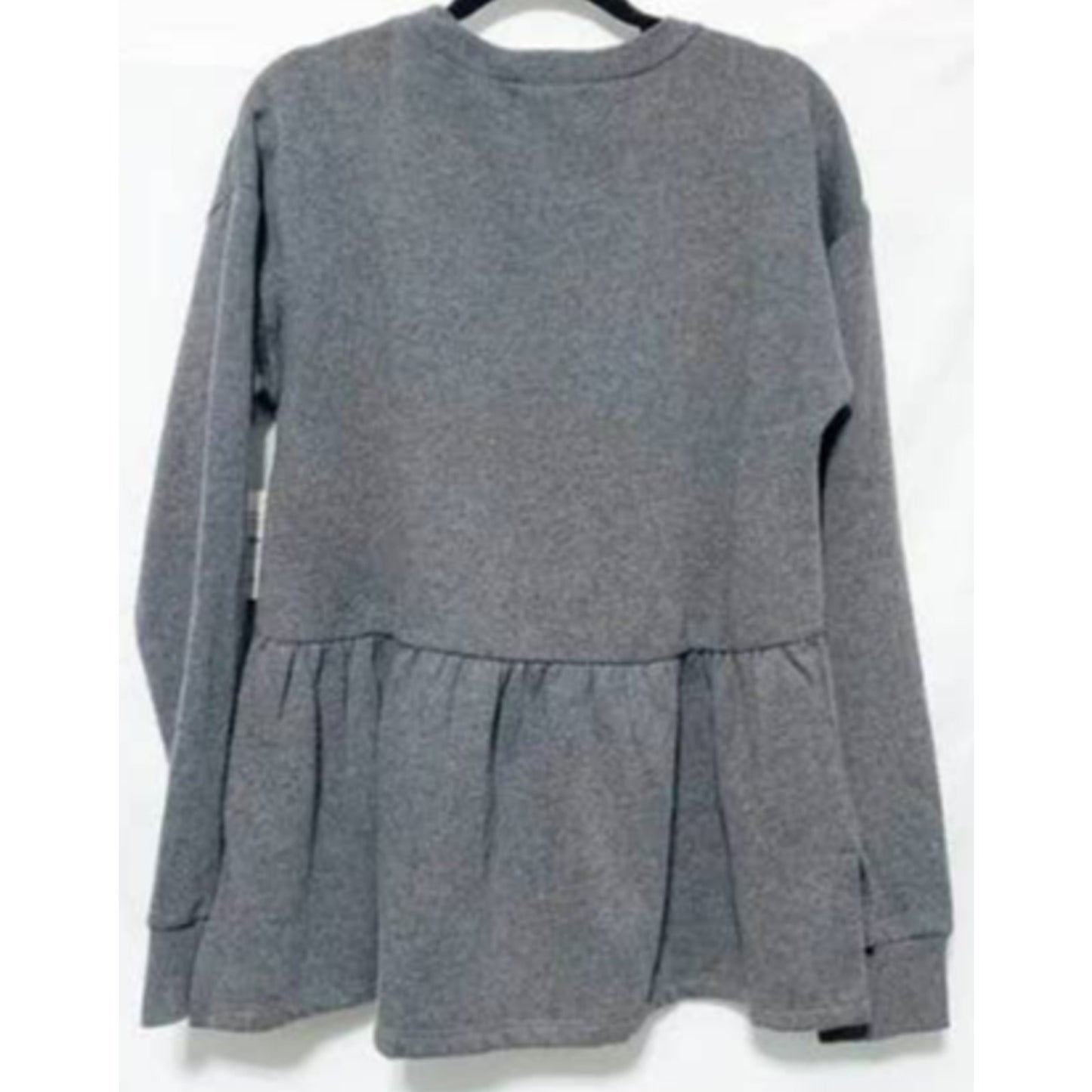 14th & Union Women's Top medium Charcoal Heather Gray NEW Peplum Hem casual soft