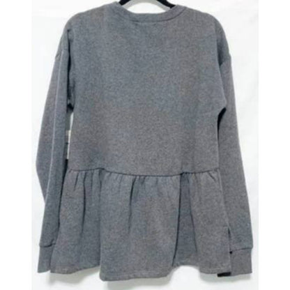 14th & Union Women's Top medium Charcoal Heather Gray NEW Peplum Hem casual soft