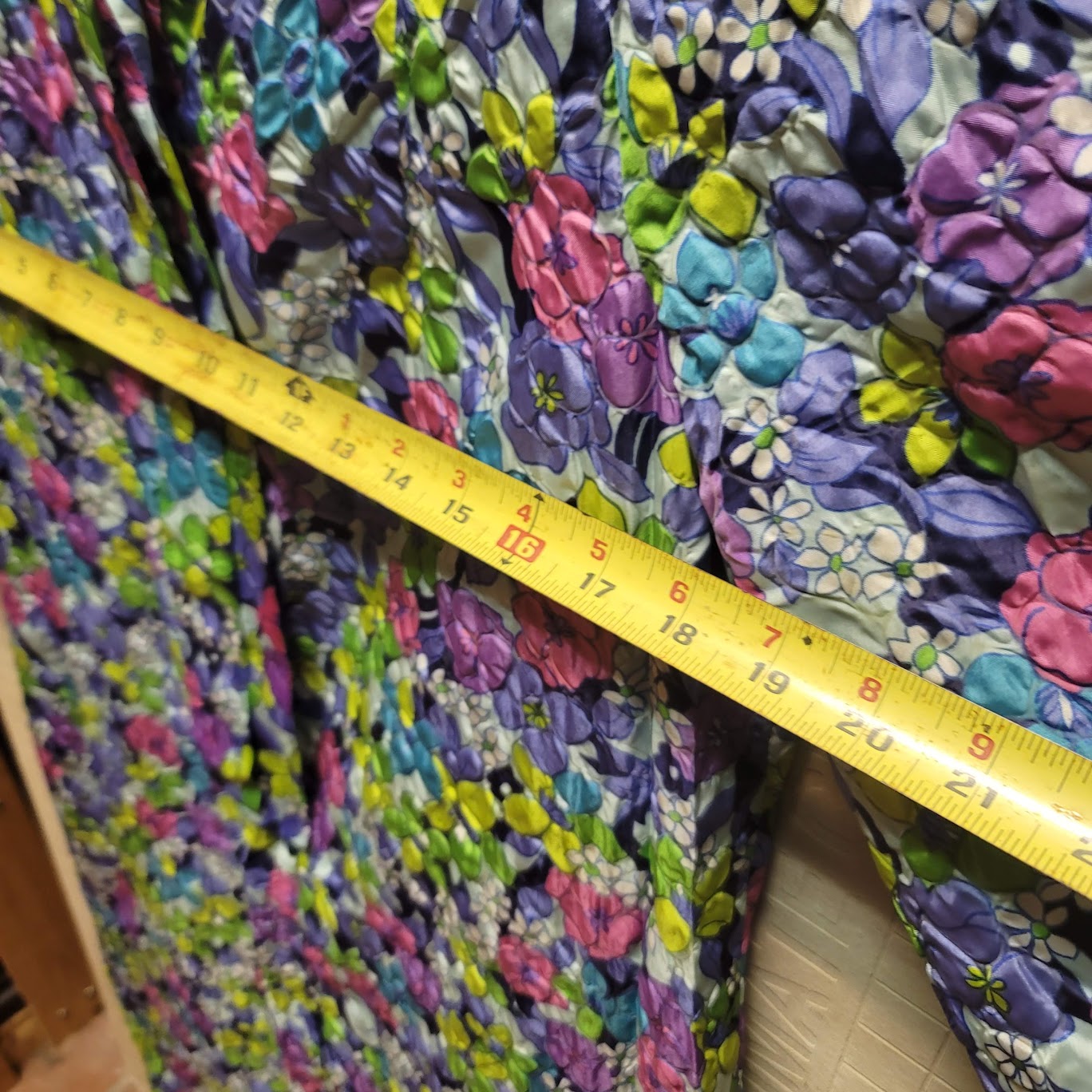 Vtg Marilyn Multicolor Textured House Coat Dress Full Length Maxi 3/4 Sleeve Rob