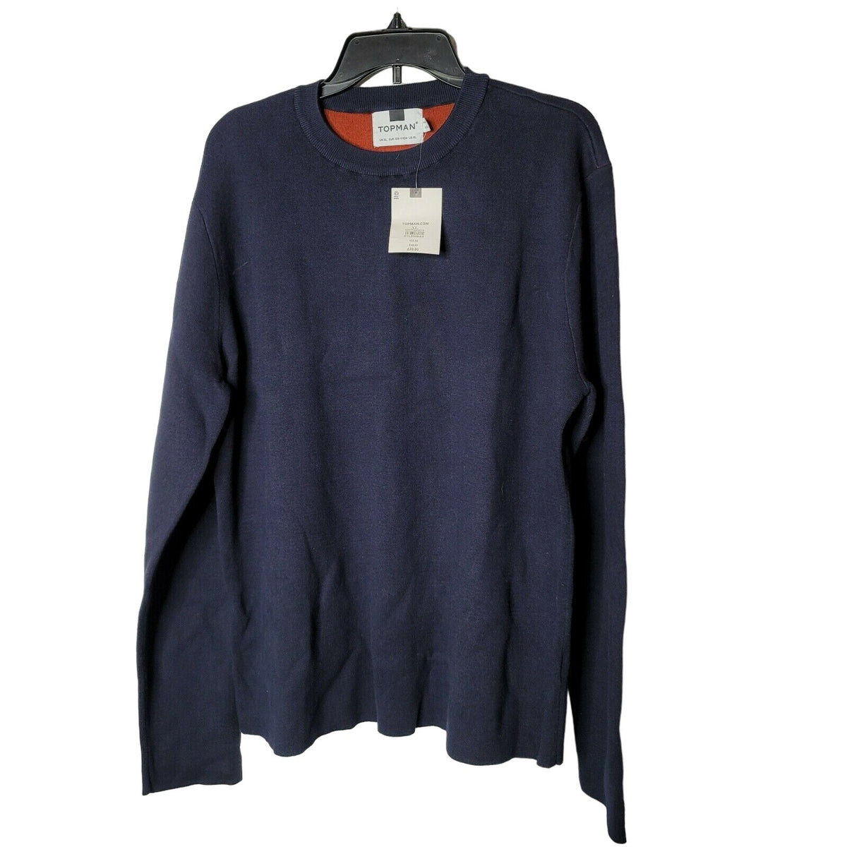 Topman Double Knit Classic Fit Cotton Blend Sweater Navy Blue Size X-Large