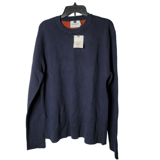 Topman Double Knit Classic Fit Cotton Blend Sweater Navy Blue Size X-Large