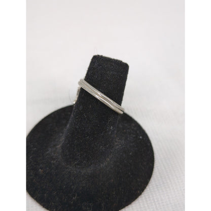Vintage Silver Tone Oval Gray Stone Filigree Statement Ring Size 7