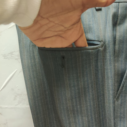 Vintage Elite Mens Pinstripe Suit 40R Gray Single Breasted Dark Academia Power