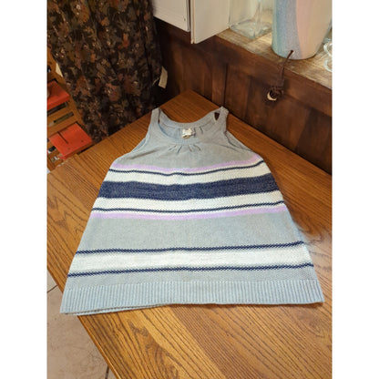 Caslon NWT Grey Striped Knit Swing Tank Top Size Large Textured Sleeveless