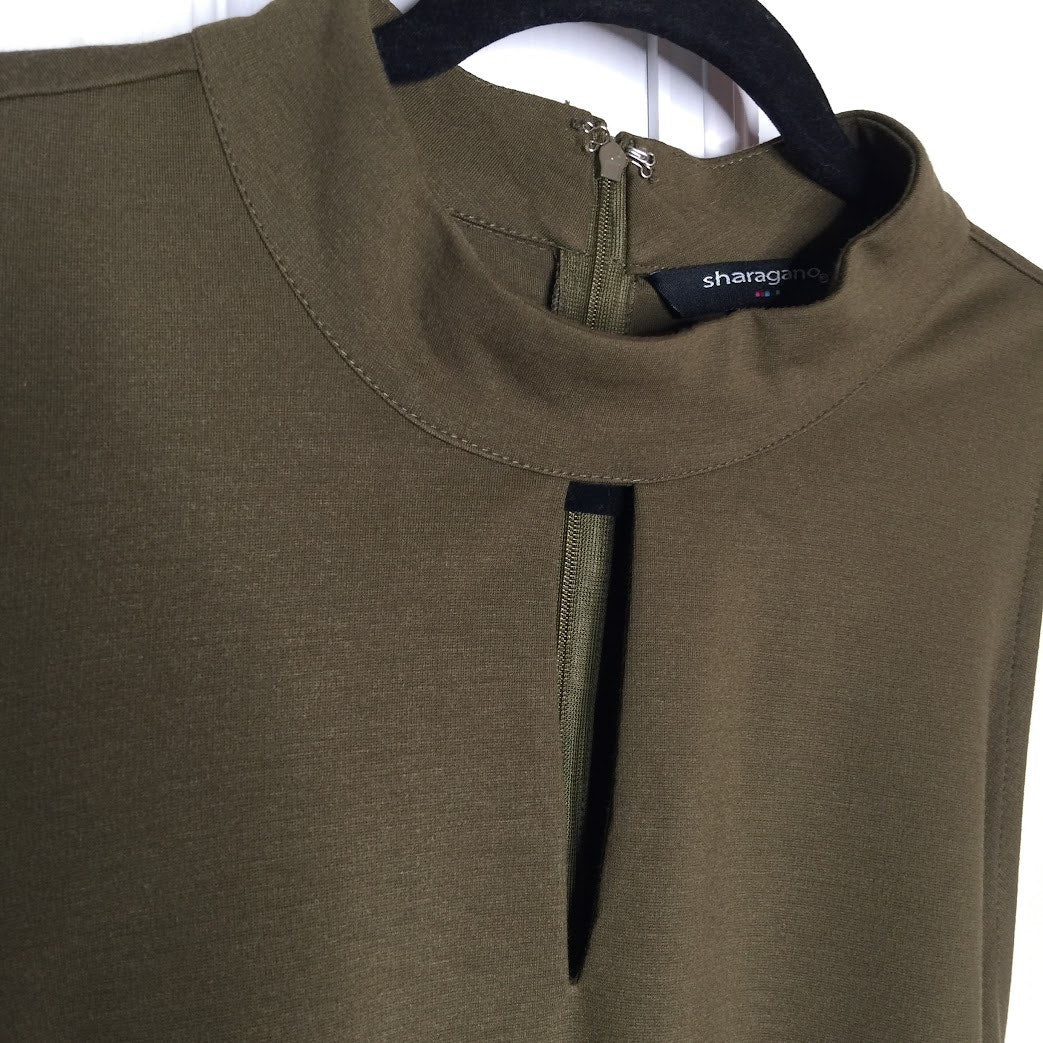 Sharagano NEW Army Green Sleeveless Belted Dress Size 16 Sleeveless Belt Casual