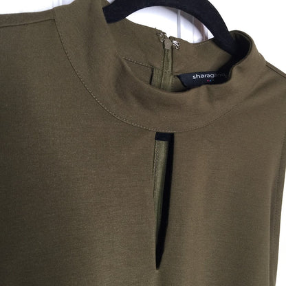 Sharagano NEW Army Green Sleeveless Belted Dress Size 16 Sleeveless Belt Casual
