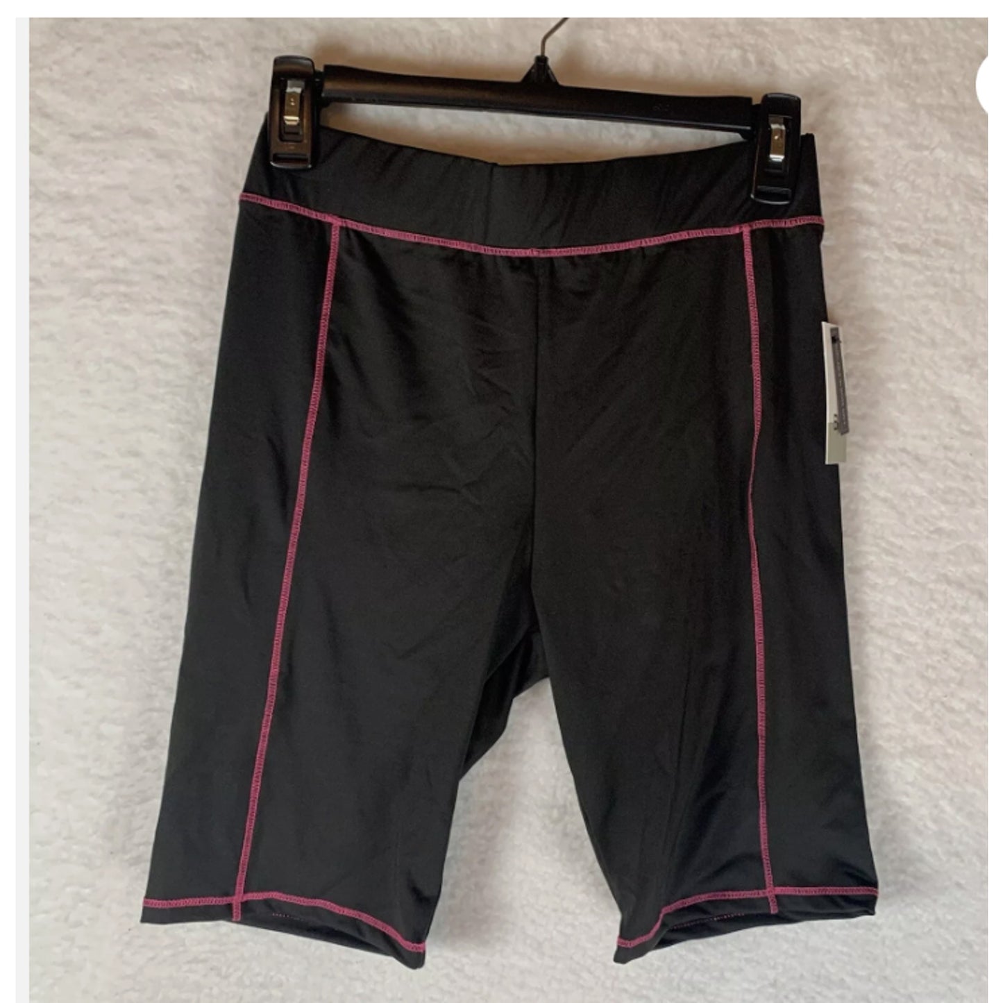 BP Contrast Stitch Bike Shorts Black Neon Pink NWT 5153 Travel Gym Workout XS