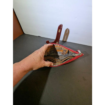 Hobo Alice Red Smooth Leather Zip Wallet Wristlet Clutch Y2K Boho Minimalist