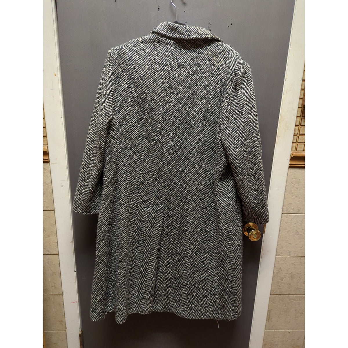 Black white Prelude Size 20 Herringbone line Swing pockets Winter Jacket Coat