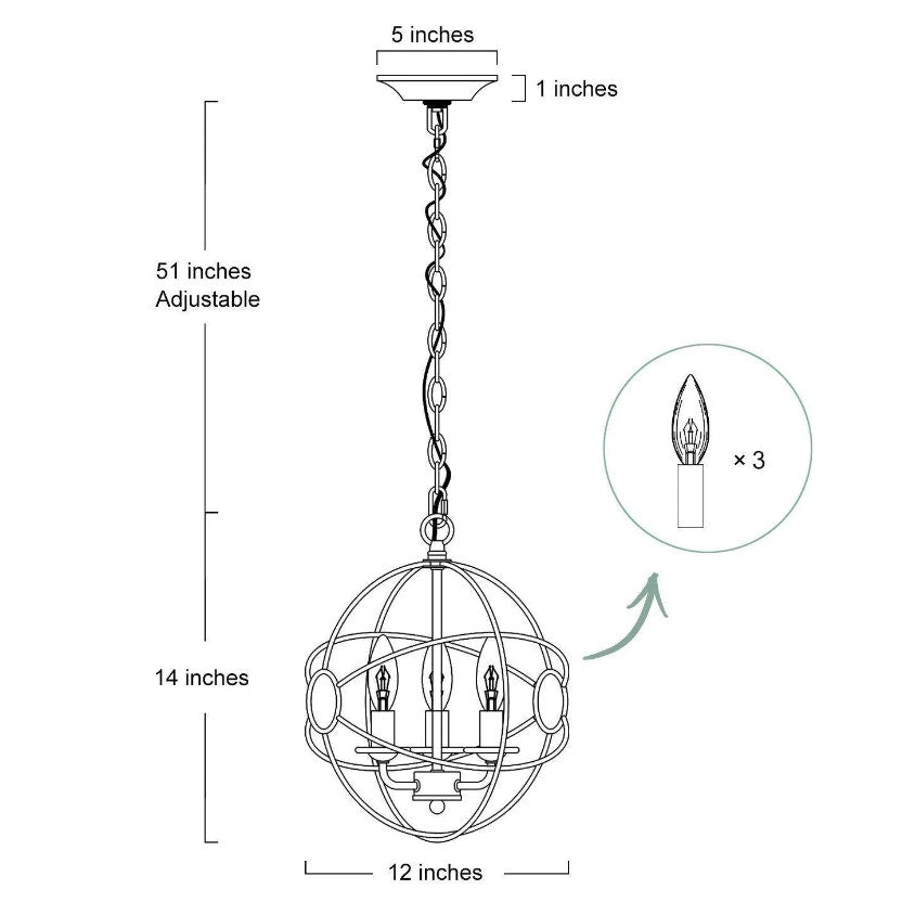 LNC Pepontity 3-Light Mini Bronze Chandelier NEW light hanging sphere orb MODERN