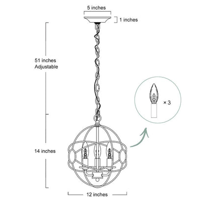 LNC Pepontity 3-Light Mini Bronze Chandelier NEW light hanging sphere orb MODERN