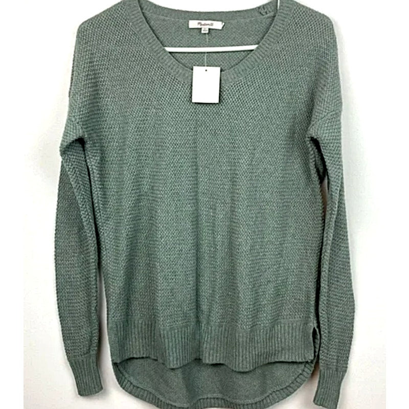NWT MADEWELL Chronicle Texture Knit Pullover Sweater in Heather Surplus Sz XS