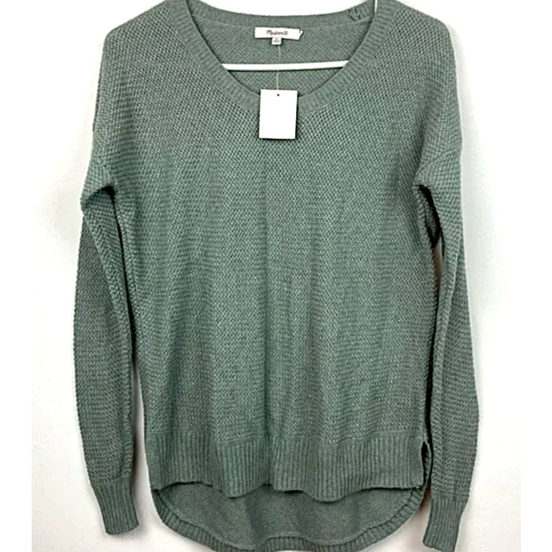 NWT MADEWELL Chronicle Texture Knit Pullover Sweater in Heather Surplus Sz XS