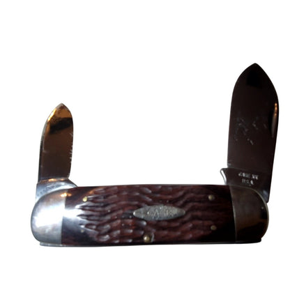 Case XX Pocket KNIFE 5 dot Elephant Toenail 6250 Brown Jigged Bone Sunfish 1975