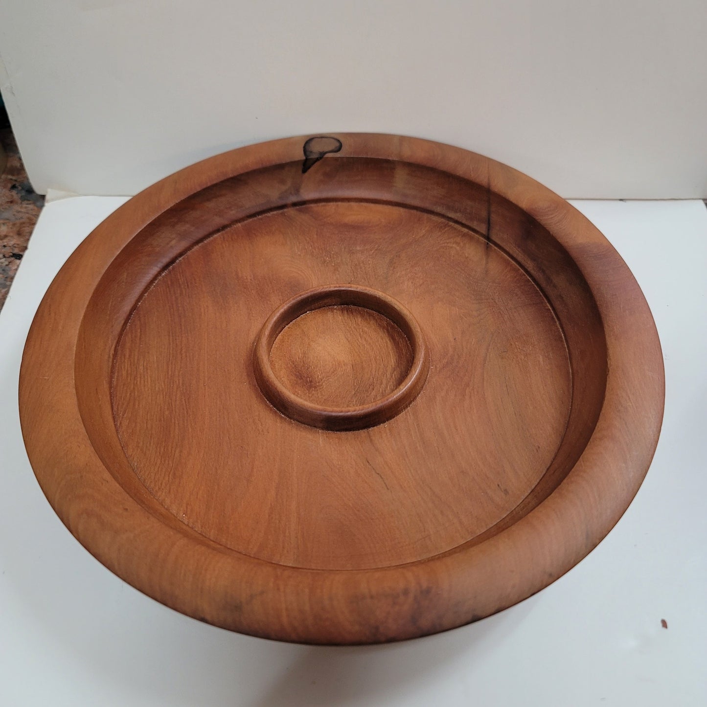 New Zealand hand turned MATAI WOOD rimmed serving dish tray SIGNED condiment pot