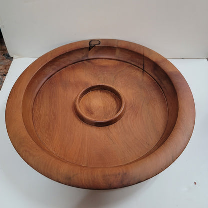 New Zealand hand turned MATAI WOOD rimmed serving dish tray SIGNED condiment pot