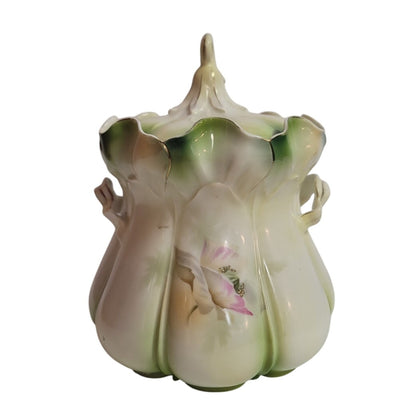 Antique RS Prussia BISCUIT Cracker Jar LAVENDER MORNING GLORY Mold 502 from 1890