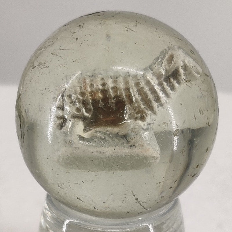 Antique German Sulfide Glass Marble Figural Lamb Animal Shooter 1 1/8" #ABBY2R