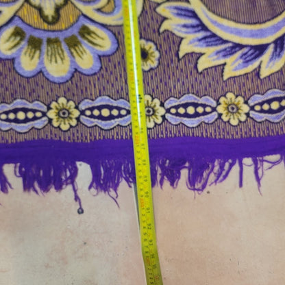 Vintage Regal Purple Peacock Tapestry Throw Blanket 80" x 89" Fringe Queen King