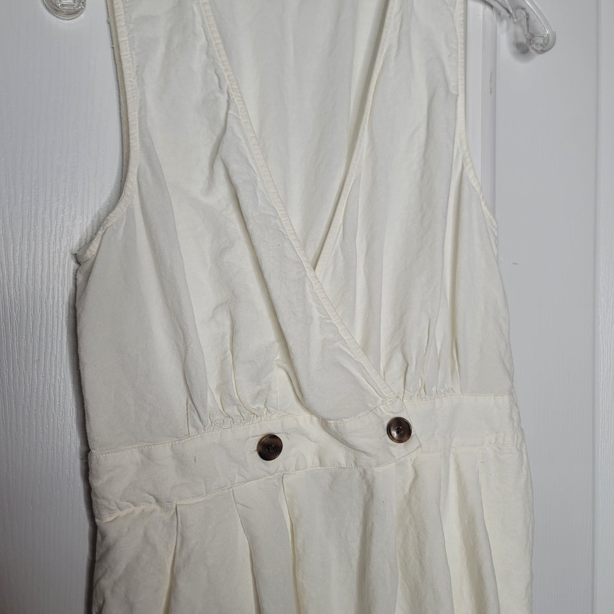 MADEWELL Linen Blend Button-Waist Wrap Midi Dress BROKEN ZIPPER NEEDS REPAIR