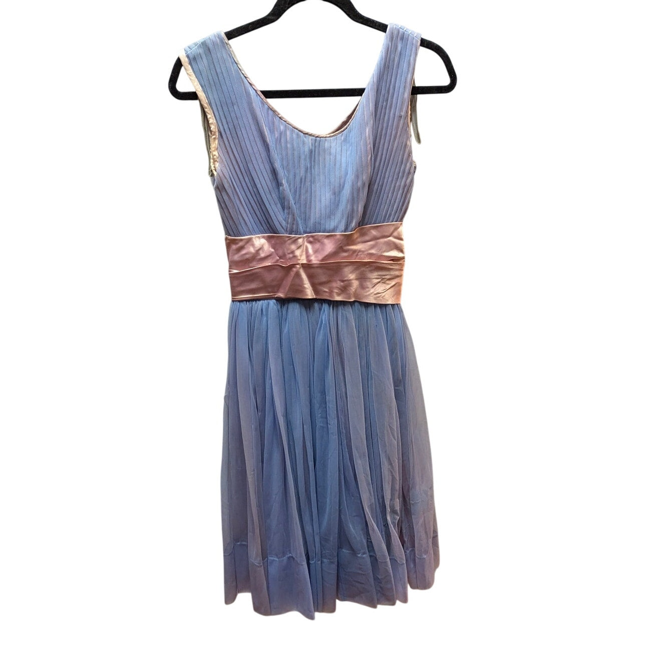 xs/small Vintage 1950s Regency Chiffon Party Dress Two Tone Blue Pink Cumberbund