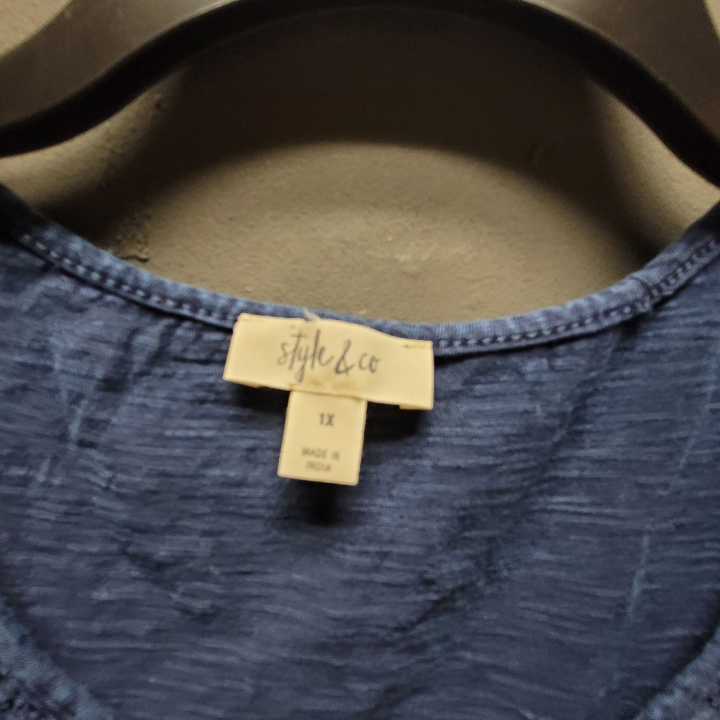 Style & Co Blue Embroidery Boho Blouse Size 1X