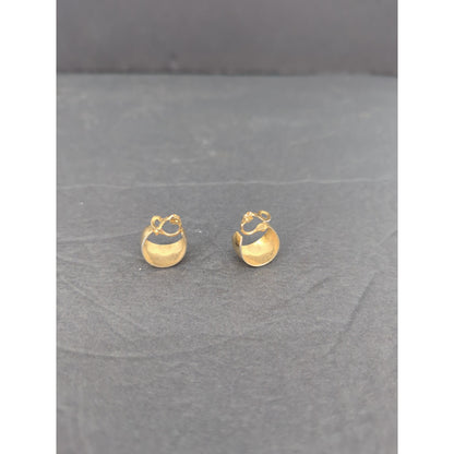 Vintage Gold Tone High Polish Curved Swirl Hoop Clip On Earrings Retro Modern
