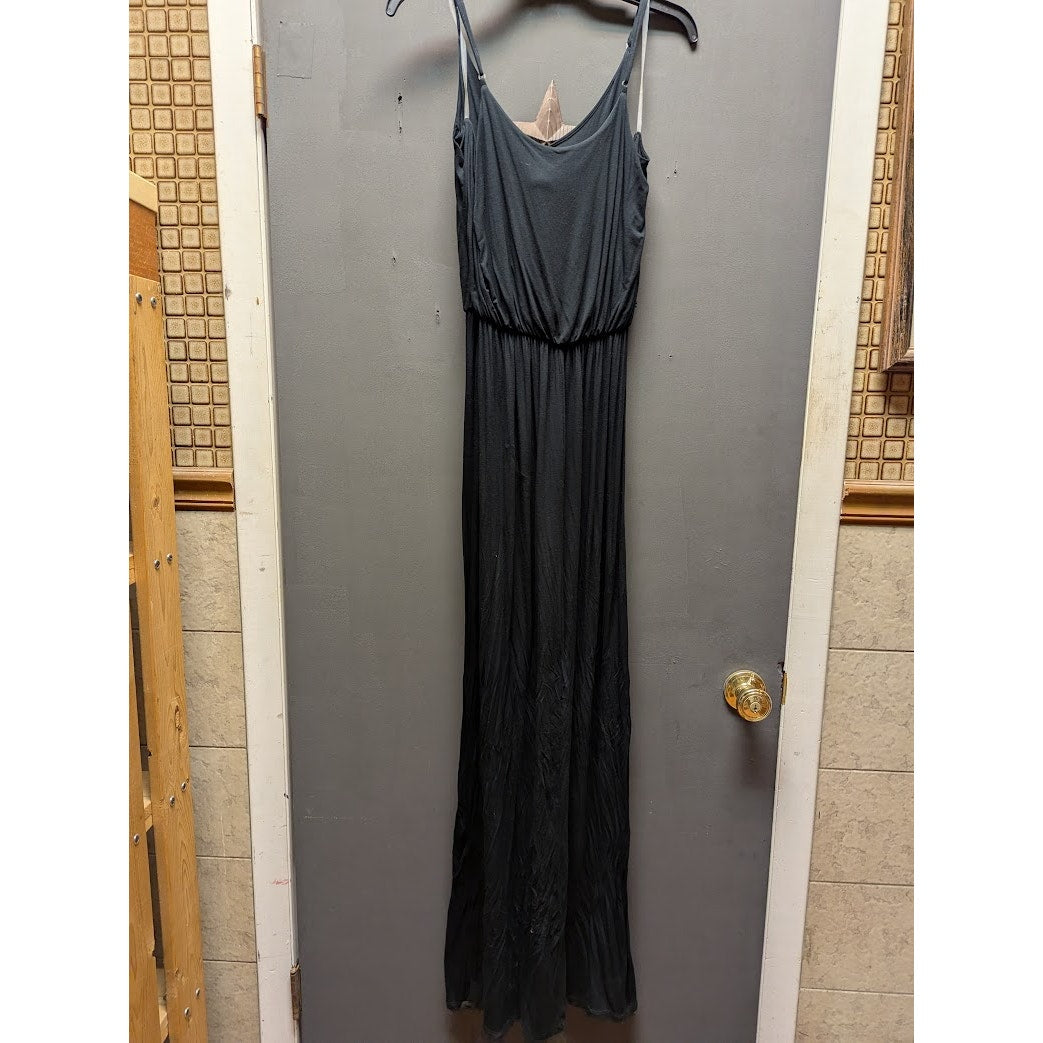 NWT All in Favor Black Elastic Waist Spaghetti Strap Maxi Dress Size Large