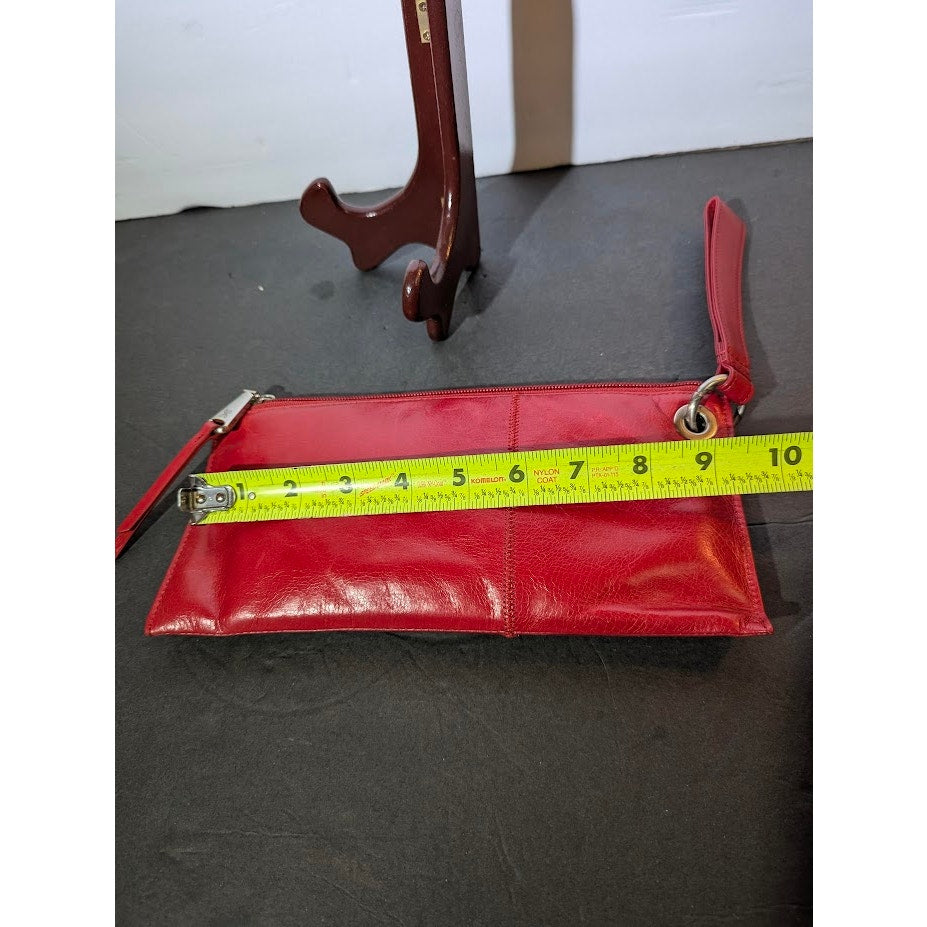 Hobo Alice Red Smooth Leather Zip Wallet Wristlet Clutch Y2K Boho Minimalist